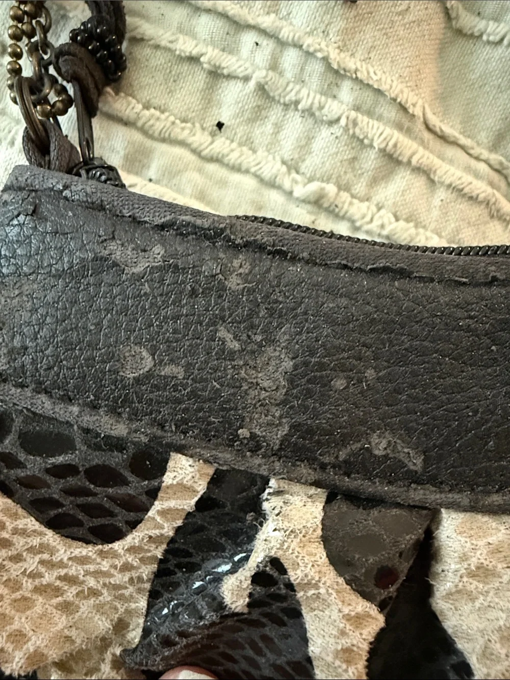 Mary Frances Teal, Yellow & Olive Floral Zebra Crossbody Bag
